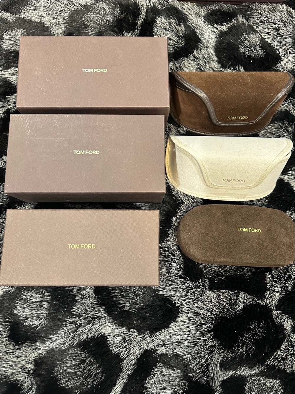 Tom Ford Brown & Cream Sunglass Case and Box Collection